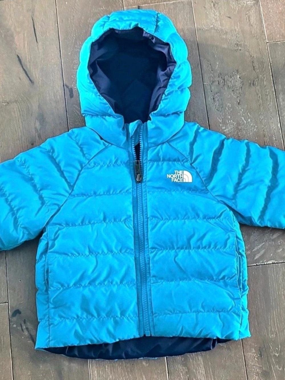 2T The North Face Kids Mossbud Swirl Reversible Jacket Blue